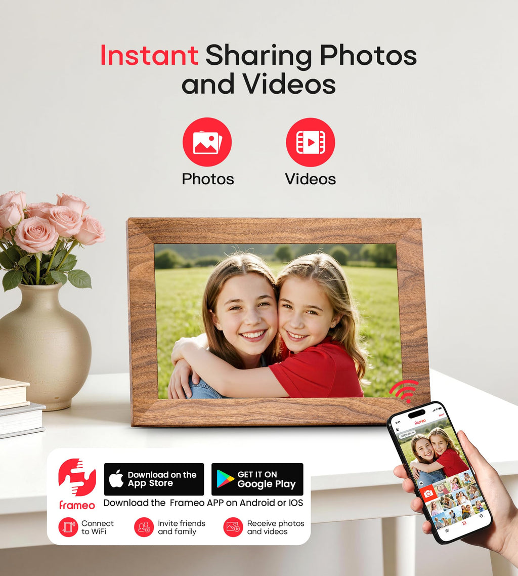 Frameo 10.1" Digital Picture Frame, 32GB Memory WiFi Electronic Photo Frame