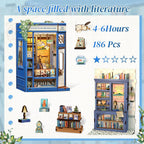 CUTEBEE Book Nook Kit - DIY Miniature House Dollhouse Kit for Adults and Teens, Booknook Tiny House Bookshelf Decor 3D Wooden Puzzle, Gifts for Family, Friends (Literature Bookstore)