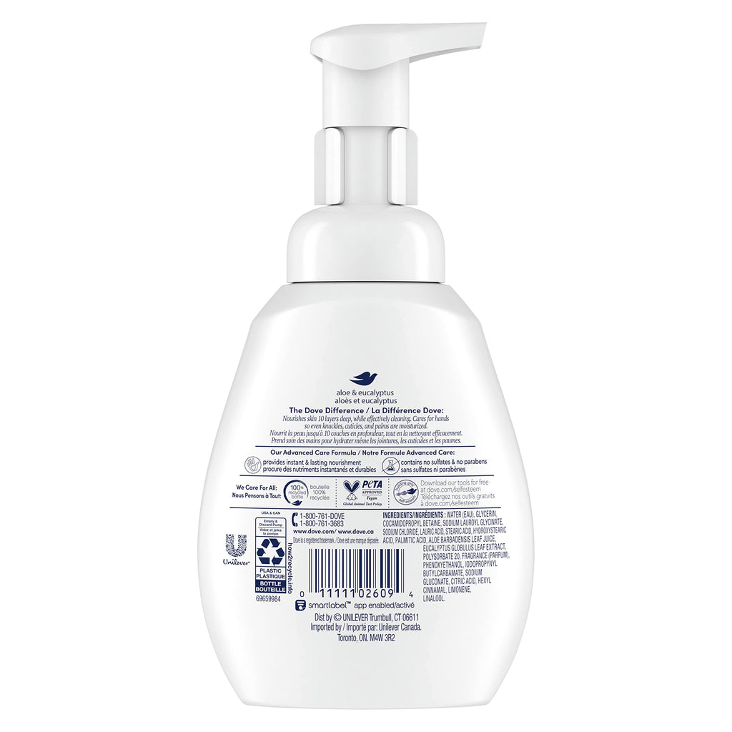 Dove Advanced Care Foaming Hand Soap, Aloe & Eucalyptus, 4 Count, 10.1 oz
