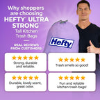 Hefty Ultra Strong 13 Gal Purple Kitchen Trash Bags, Lavender Scent, 110ct