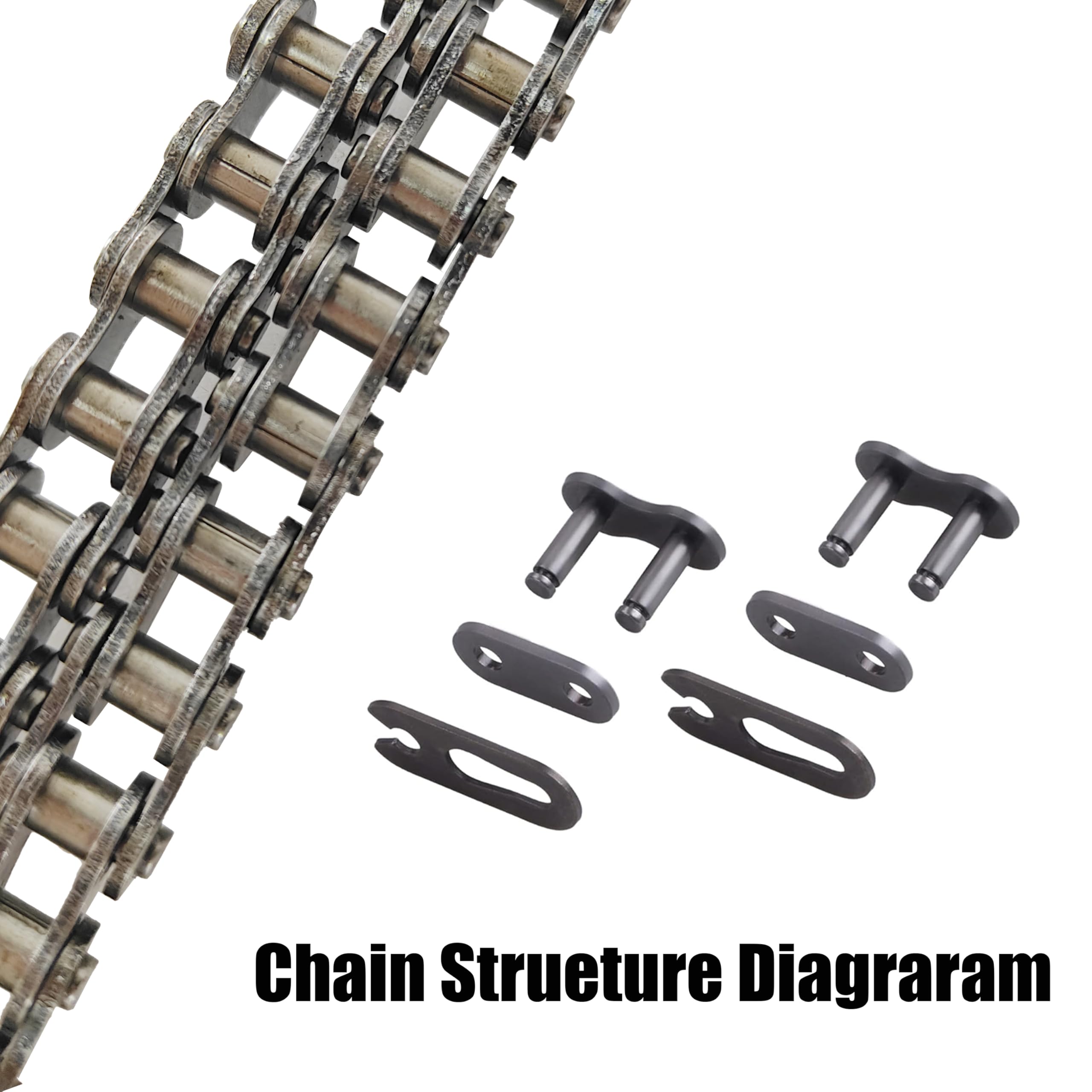 AZSSMUK #35 Roller Chain -10 Feet 40Mn Carbon Steel Material with 2 Connecting Link for Home and Industrial Machinery - 320 Links (35-10FT)