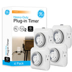 GE 24‑Hour Mechanical Outlet Timer Switch, Dual Grounded Plug‑in Control for Indoor Lighting, Lamps, Christmas Trees, Fans and Small Appliances (4 Pack), 66405