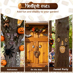 4 Pack Tree Faces Decor Outdoor, Tree Face Outdoor Statues Old Man Trees Hugger Yard Art Garden Decor, Funny Bark Ghost Statues for Halloween Easter Spring Decoration