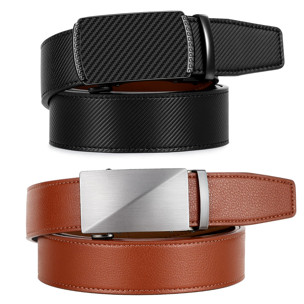 Zitahli Leather Ratchet Belt for Men - 2 Pack Mens belt,Customizable Fit