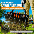 Lawn Aerator Tools, 3 Height Manual Yard Aerator with Self-Cleaning Design