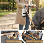 Ioboneed 3-in-1 Dog Stroller with Rain Cover, Quick Foldable, Detachable Carrier & Car Seat, for Medium Dogs Cats Up to 50 lbs, Anti-Shock Solid Rubber Wheels, Grey