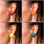 Epakh 20 Pairs Round Button Earrings Large Circle Acrylic Stud Earrings Disc Geometric Earrings Solid Color Retro Neon Button Earrings for Women