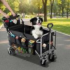 nuzzpawur Dog Wagon for Large Dogs Up to 400 lbs, Foldable Dog Stroller for Medium to Large Dogs with Tailgate, Pet Carts with Wheels for Walking, Beach, Garden, Camping, Sport, Black L