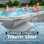 Bestway Steel Pro MAX 10' x 6'7' x 33' Oval Above Ground Swimming Pool Set, 330 GPH Filter Pump, Tritech Puncture Resistant Liner, ClickConnect Steel Frame, Gray
