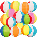 Renbuzhu 30PCS Beach Ball Paper Lanterns Bulk Pool Summer Luau Hawaiian Tropical Hanging Party Decorations Indoor Outdoor