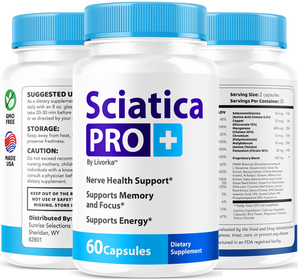(3 Pack) Sciatica Pro Plus Capsules - Sciatica Pro+ Capsule Support Advanced Formula, SciaticaPro Plus Pills All Natural Vitamin Premium for Welness & Overall Health, 180 Capsules for 3 Months