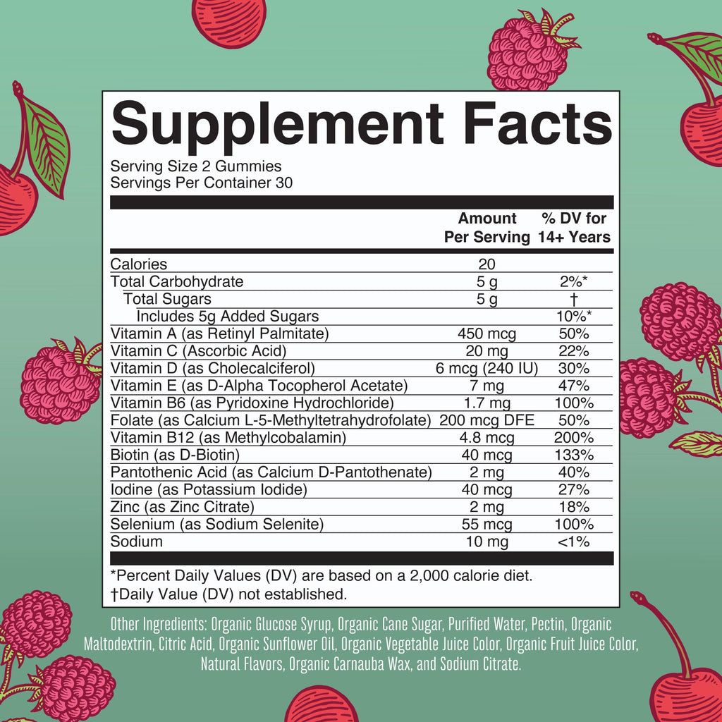 MARYRUTH'S Multivitamin Gummies for Women Ages 14+ | Immune Support | Hair & Skin Health | Reproductive Health | Vitamin A C D E B6 B12 Biotin Zinc Iodine | Organic | Vegan | Non-GMO | 60 Count