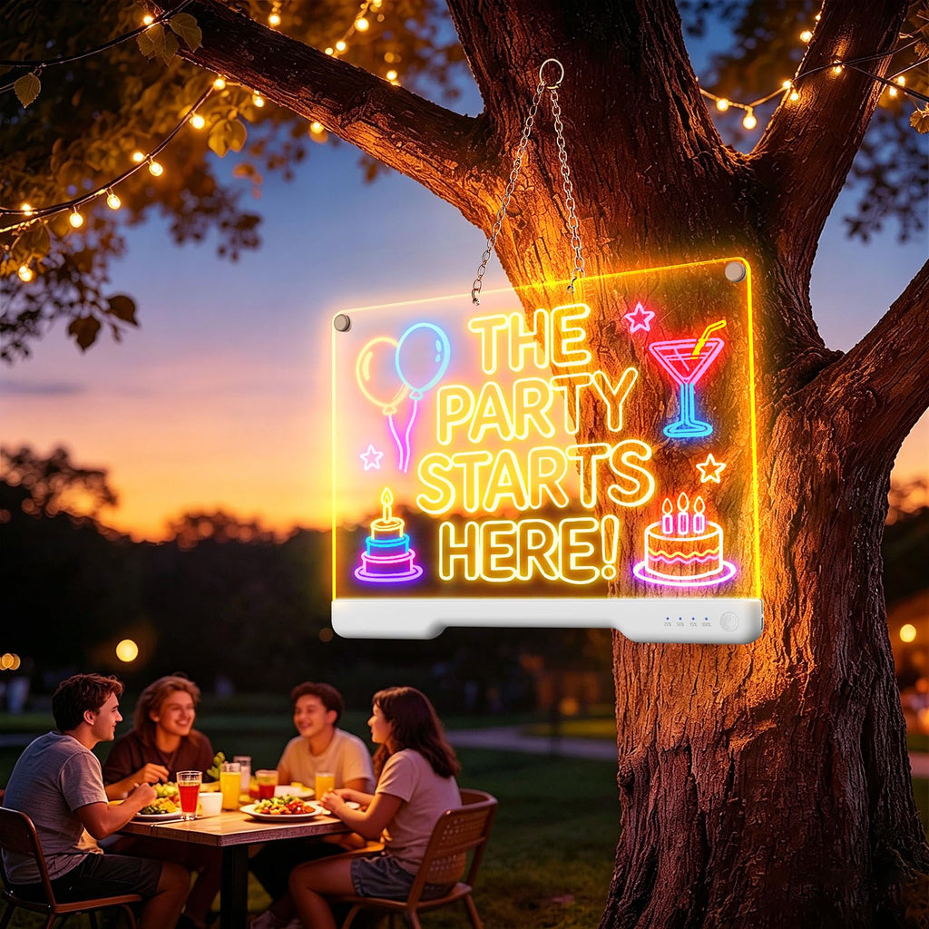 LED Drawing Board with 9 Light Effects, Rechargeable 16" Glow Doodle Note Message Board with Colors, Neon Light Up Drawing Pad Gift Ideas for Kids, Birthday, Christmas with Markers & Tracing Book
