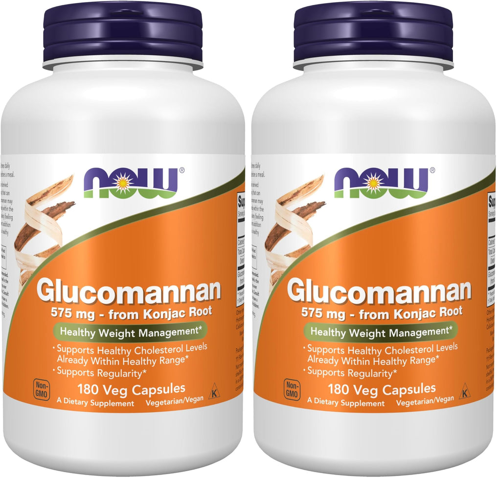NOW Supplements, Glucomannan (Amorphophallus konjac)575 mg, 180 Count Capsules (Pack of 2)