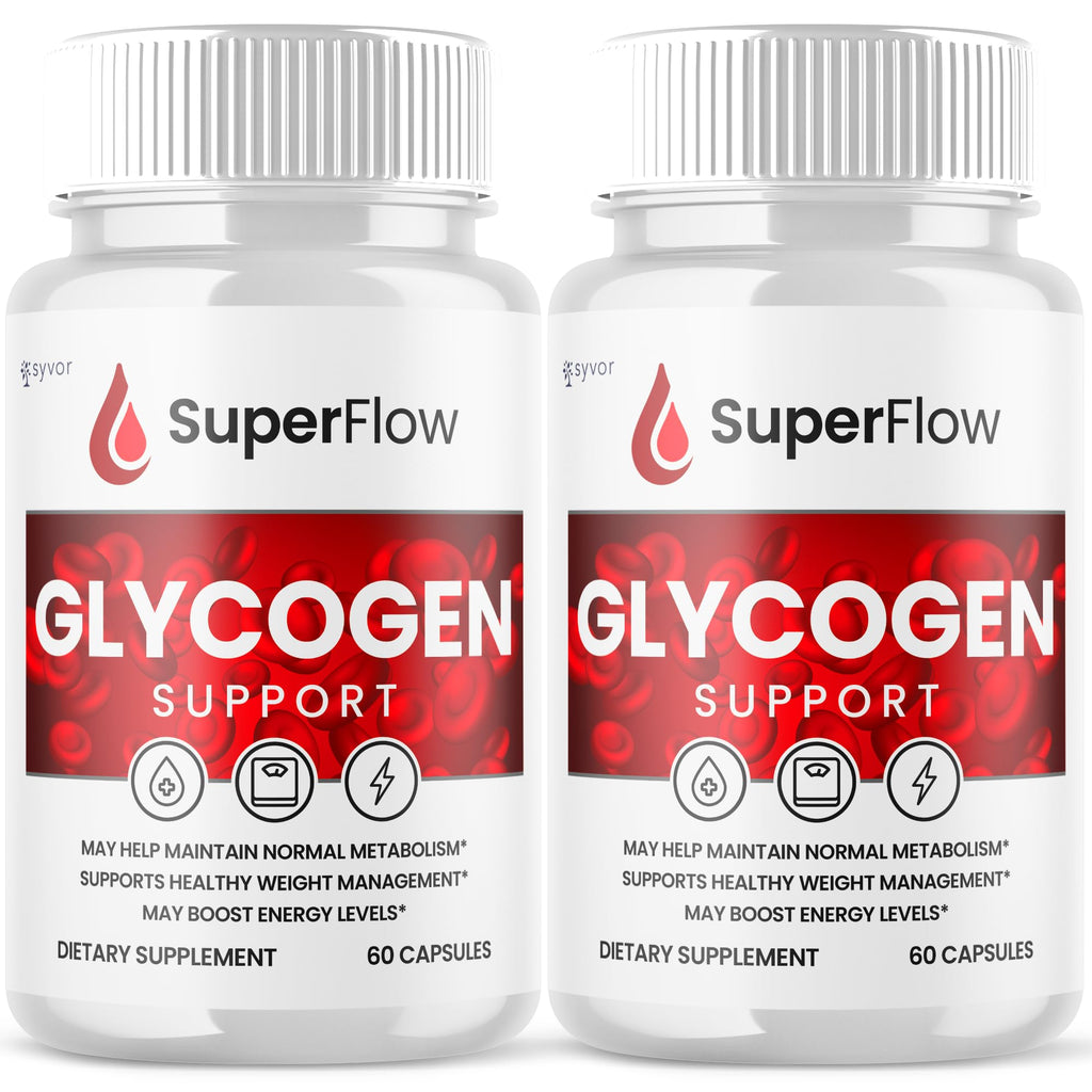 (2 Pack) Super Flow Glycogen Support, Official SuperFlow Advanced Formula Glyco Optimizer Capsules, All Natural Super Flow Pills, Daily Wellness Supplement to Support Healthy Balance (120 Capsules)