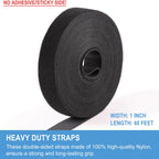 1in x 48ft | Hook and Loop Straps Heavy Duty | Double Sided Self-Gripping Strips | Reusable Multi-Purpose Wrap Roll for Home, Office, Data Center, and More