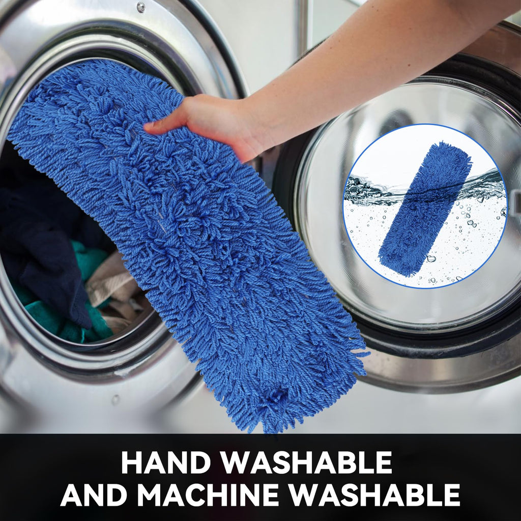 36 Inch Dust Mop Head: Replacement Medium Washable Commercial Mop Head Sweeper and Janitorial Replacement Blue (Blue - 36 Inch, 3 Pack)