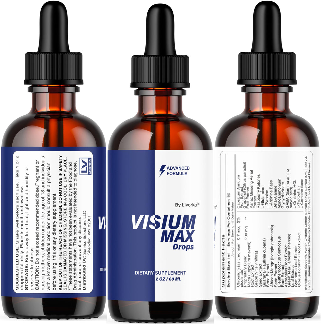 (3 Pack) Visium Max Drops - Visium Max Drops Health Support Supplement, All Natural Premium Advanced Liquid Formula Drop for Overall Wellness and Support Health, 3 Bottles for 3 Months