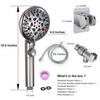 GwernKB Handheld Shower Head with On Off Switch 8-Mode High Pressure Showerhead with 79 Inches Extra-long Stainless Steel Hose and Bracket PLUS Extra Low-Reach Adhesive Wall Mount for Kids,Silver…