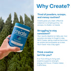 Create Creatine Monohydrate Gummies for Men & Women, Boost Focus, Strength, and Endurance, Anti-Melting Formula, Vegan, Gluten-Free, Non-GMO, 1.5g of Creatine per Gummy (Blue Raspberry)