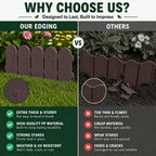 Evelyne Garden Border Plastic Edging: Wooden Fence Design - 16pcs Brown Yard Landscaping Fence Liner Lawn Edge Barrier - 20ft Kit of Decorative Lawn Panels Elements -Landscaping Edging-GMT-10374-A16
