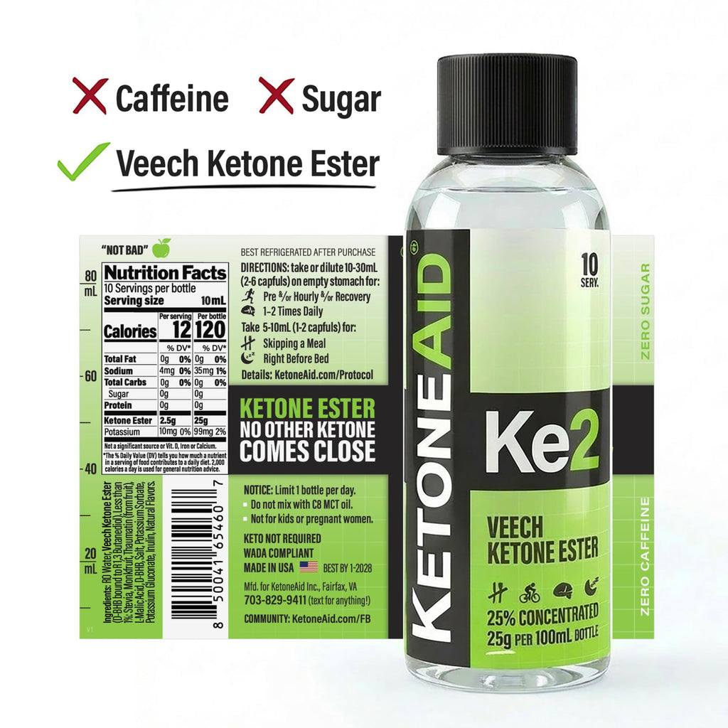 KetoneAid Ke2 Veech Ketone Ester 25% Concentrate | Not Bad Apple | No Caffeine, No Sugar, No BHB Salt | Exogenous Ketone D-BHB Ester | 25g KE & 10 Serv. per Bottle (3 Count)