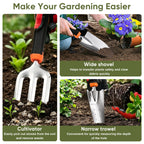Joyfair Gardening Tools, 8 Pcs Stainless Steel Heavy Duty Garden Tool Set