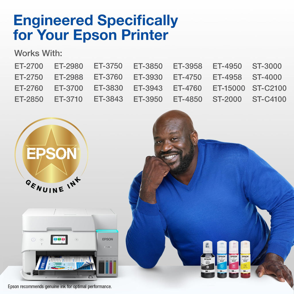 EPSON 502 EcoTank Ink Ultra-high Capacity Bottle Black Works with ET-2750, 2760, 2850, 3750, 3760, 3850, 4850, and other select models