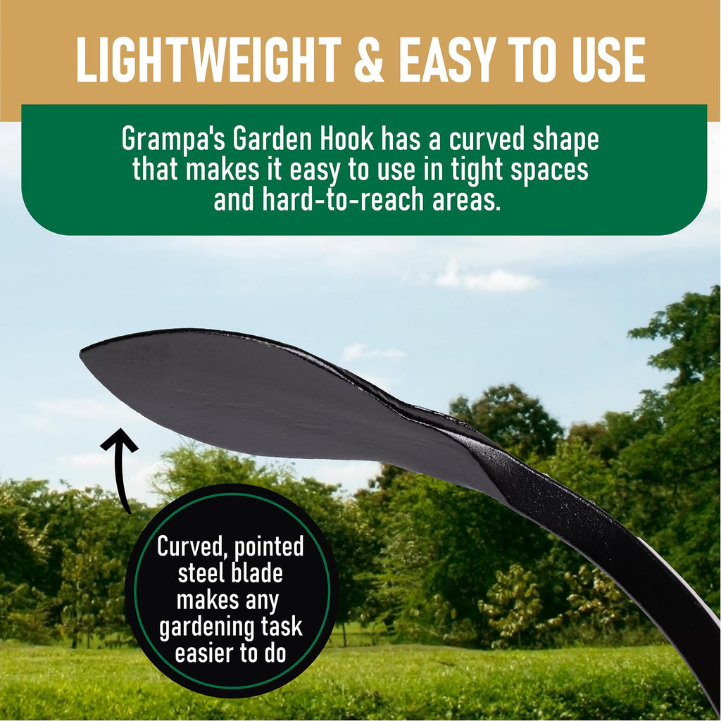 Grampa's Garden Hook Weeder & Cultivator Tool for Digging, Edging, Planting