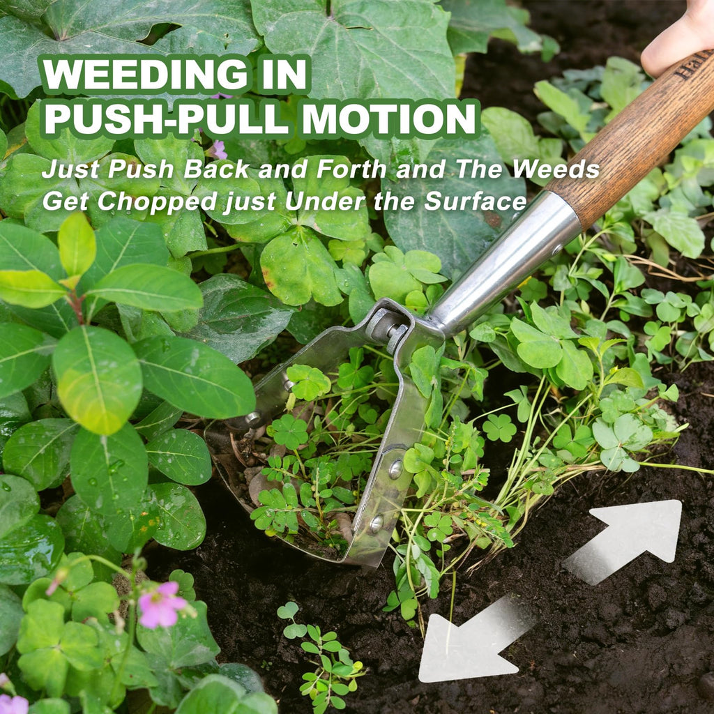 Haliaeetus Scuffle Hoe, 16.8'' Stirrup Hoe for Weeding in Raised Bed