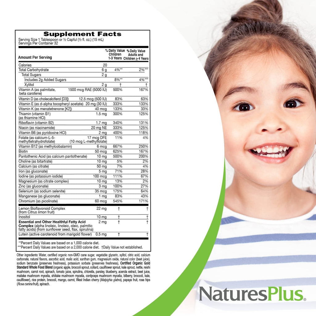 NaturesPlus Animal Parade Gold Children's Liquid Multivitamin, 16 fl oz - Natural Tropical Berry Flavor - Immune Support Supplement - Gluten Free, Vegan - 32 Servings