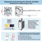 Moissanite Screw Back Earrings Men Women, Substitute Diamond Stud Earrings