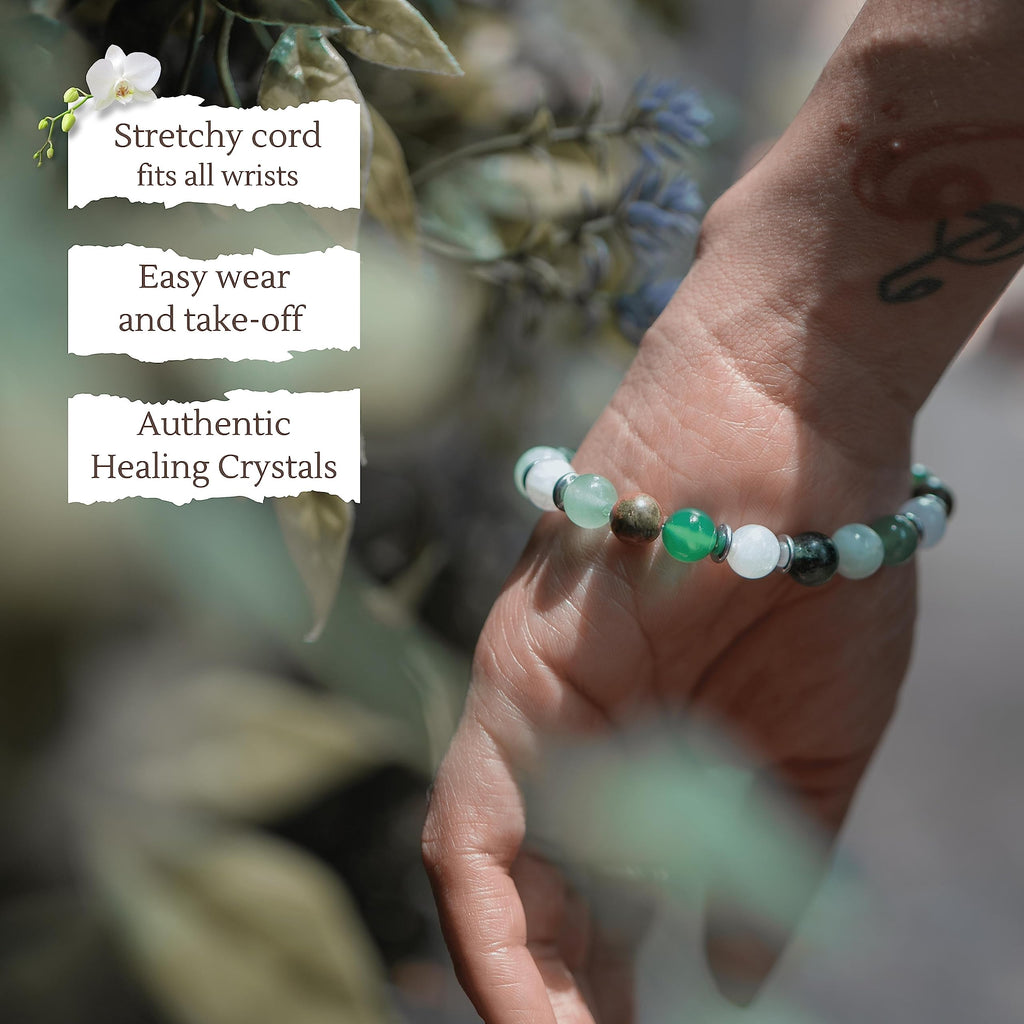 Fertility Bracelets For Women - Natural Crystals and Gemstones - 8mm Beaded Stretch Bracelet - One Size Fits All - Infertility Gifts For Women IVF Must Haves