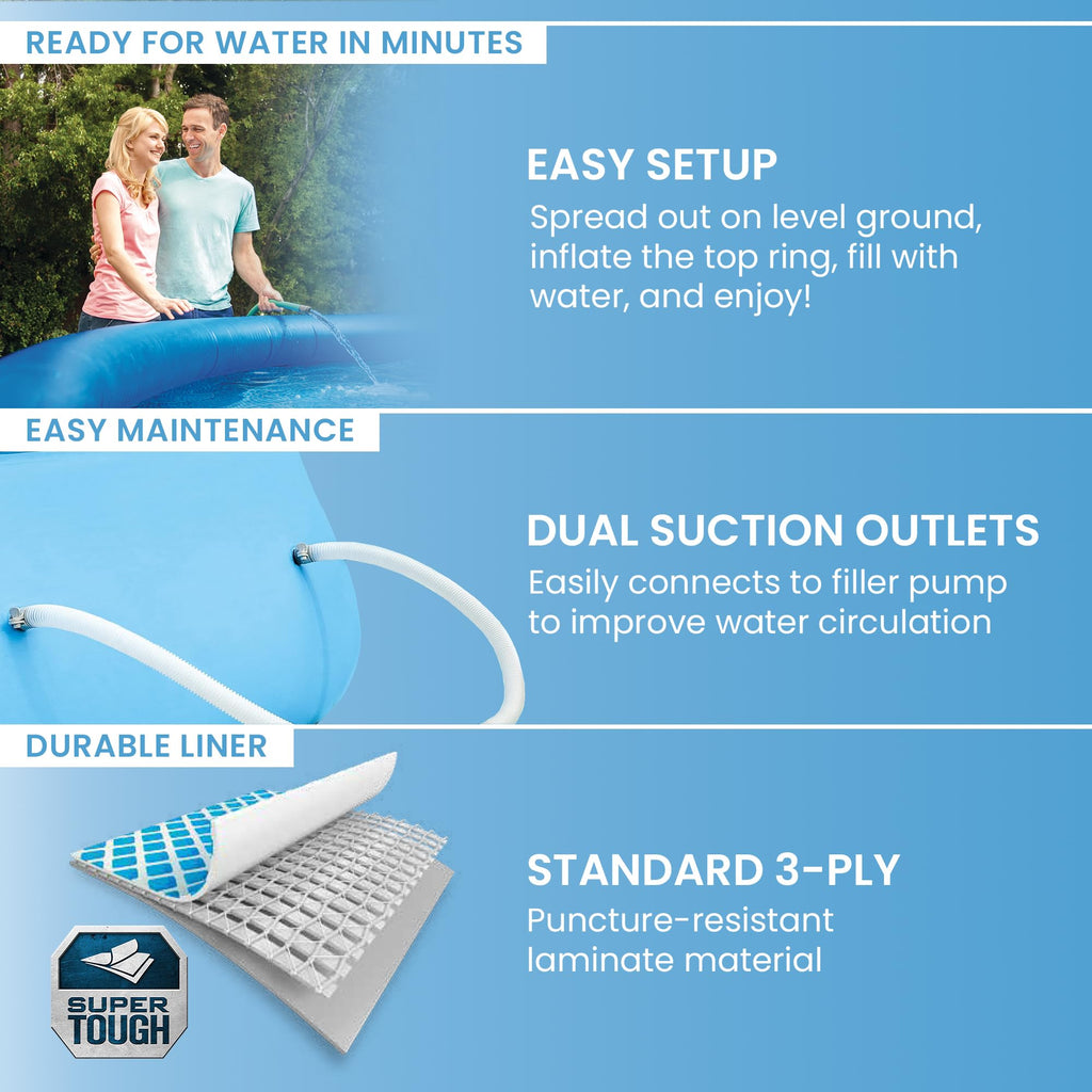 Intex Easy Set 15 ft x 42in Above Ground Pool Set, Round Inflatable Swimming Pool with 1000 GPH Cartridge Filter Pump, Ladder, Cover, & Ground Cloth