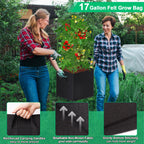 WLLEYAY 3 Pack 46'' Square Tomato Cages with 17 Gallon Grow Bags