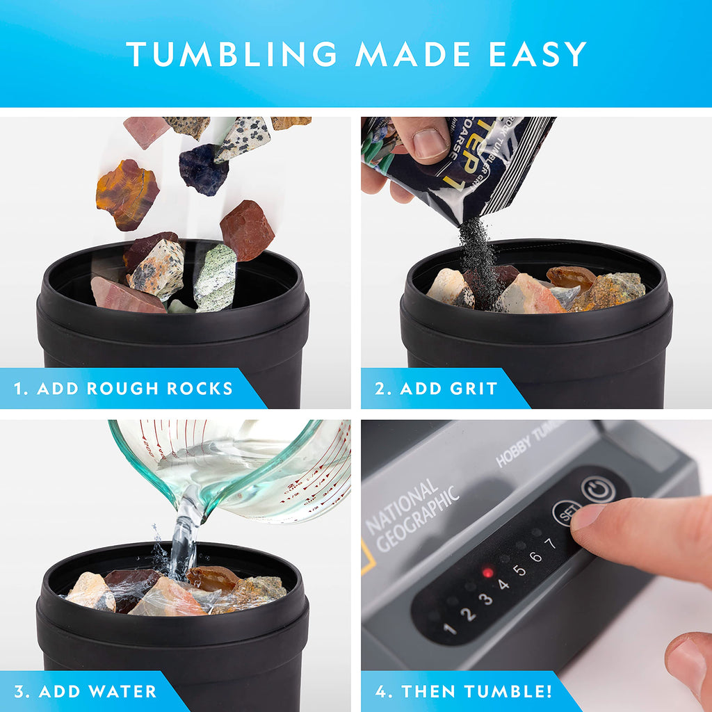 NATIONAL GEOGRAPHIC Rock Tumbler Refill Kit - 1 Lb. Jasper Rocks for Tumbling - 8 Varieties including Mookaite and Kabamba - Rock Tumbler Supplies include Rock Tumbler Grit and Jewelry Accessories