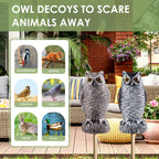 Fake Owl Decoy to Scare Birds Away, Plastic Garden Owl Scarecrow for Garden, Waterproof Owl Statue for Courtyard Orchard Doorway Roof Owl Decor 3 Pack