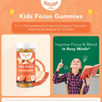 GOJOY NATURALS Kids Focus Gummies - 7-in-1 Focus & Attention Supplement for Kids & Teens w/Saffron Extract, Magnesium Glycinate, L-Theanine, Inositol & More - Vegan, Gluten & Sugar-Free, Non-GMO