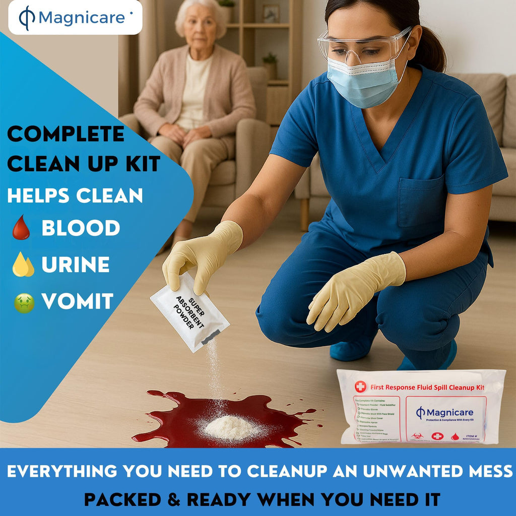 Magnicare First Response Spill Kit - Be OSHA Compliant | Bloodborne Pathogen & Vomit Cleanup Kit: Comprehensive Spill Response for Bodily Fluids, Ideal for Schools, Restaurants, clinics (10pack)
