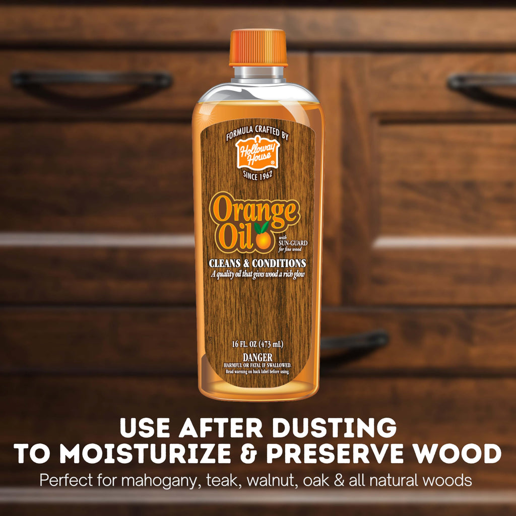 Holloway House Orange Oil Cleaner 16oz, 6Pk w/Sun-Guard for Fine Wood | Cleans & Conditions | Removes Soap Scum from Shower Doors, Stainless, Tile & Sinks | Natural Oil That Gives Wood a Rich Glow