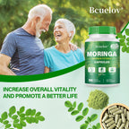 Bcuelov Moringa Capsules | 800mg Pure Moringa Powder Capsules – Supports Energy, Skin & Gut Health, Immune System – Green Superfood with Vitamins & Amino Acids (90 Caps)