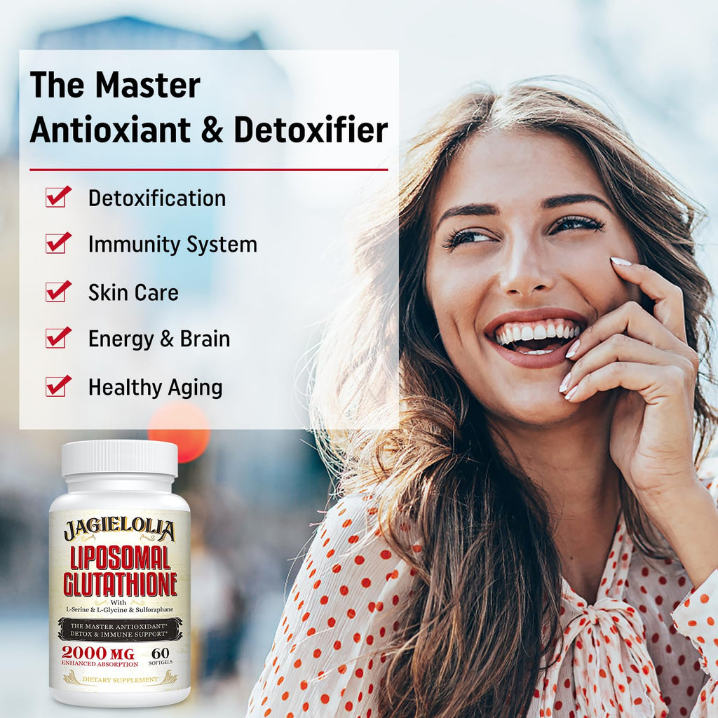 Liposomal Glutathione 2000 mg with L-Serine, L-Glycine & Sulforaphane – Active L-Glutathione Unique Formulation to Enhance Absorption - Master Antioxidant, Detoxifying & Immune | 240 Softgels