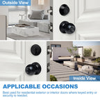 BESTTEN Keyed Alike Exterior Door Knob with Key Lock and Deadbolt, All Keyed Same, Matte Black Entry Door Knobs with Lock and Keys for Entrance and Front Door