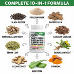 Fiber Supplement Capsules Slippery Elm Psyllium Husk Cascara Sagrada Dandelion Root Turmeric Supplement Aloe Vera Licorice Senna Marshmallow Root Digestive Health Cleanse 90 Pills by Clean Nutra