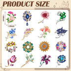 Sasylvia 16 Pcs Women Brooches Bulk Rhinestone Pins Set