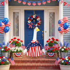 Abbylike 4th of July Porch Goose Outfit Patriotic American Flag Red Blue White Lawn Goose Clothes Fits 23 Inch Cement Statue Geese Costume for 250th Independence Day Outdoor Garden Yard Patio Decor