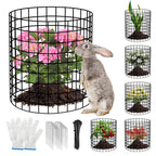 10 Pack Plant Protectors from Animals Wire Plant Protector Cage to Keep Animals Out with Zip Ties & Stakes, 30 Panels Bendable Metal Mesh for Flowers Vegetables