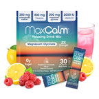 Max Calm Relaxing Drink Mix | Raspberry-Lemonade Flavor | Magnesium & KSM-66 Ashwagandha Supplement | Supports Relaxation | 30 Single-Serve Packets