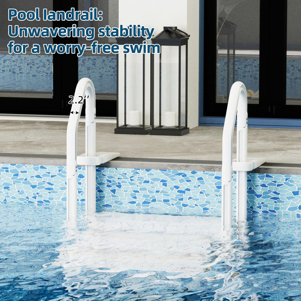 UPHYB Pool Ladder, 3-Step Pool Stairs with Double Handrails and Non-Slip Steps for 36-50” Above Ground and In-Ground Pools, White