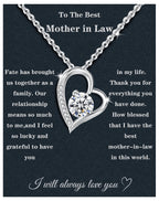 Mother In Law Necklace 925 Sterling Silver Mother In Law Christmas Gifts Mothers Day Gifts For Mother In Law With Message Card &Gift Box (688-Love heart01)